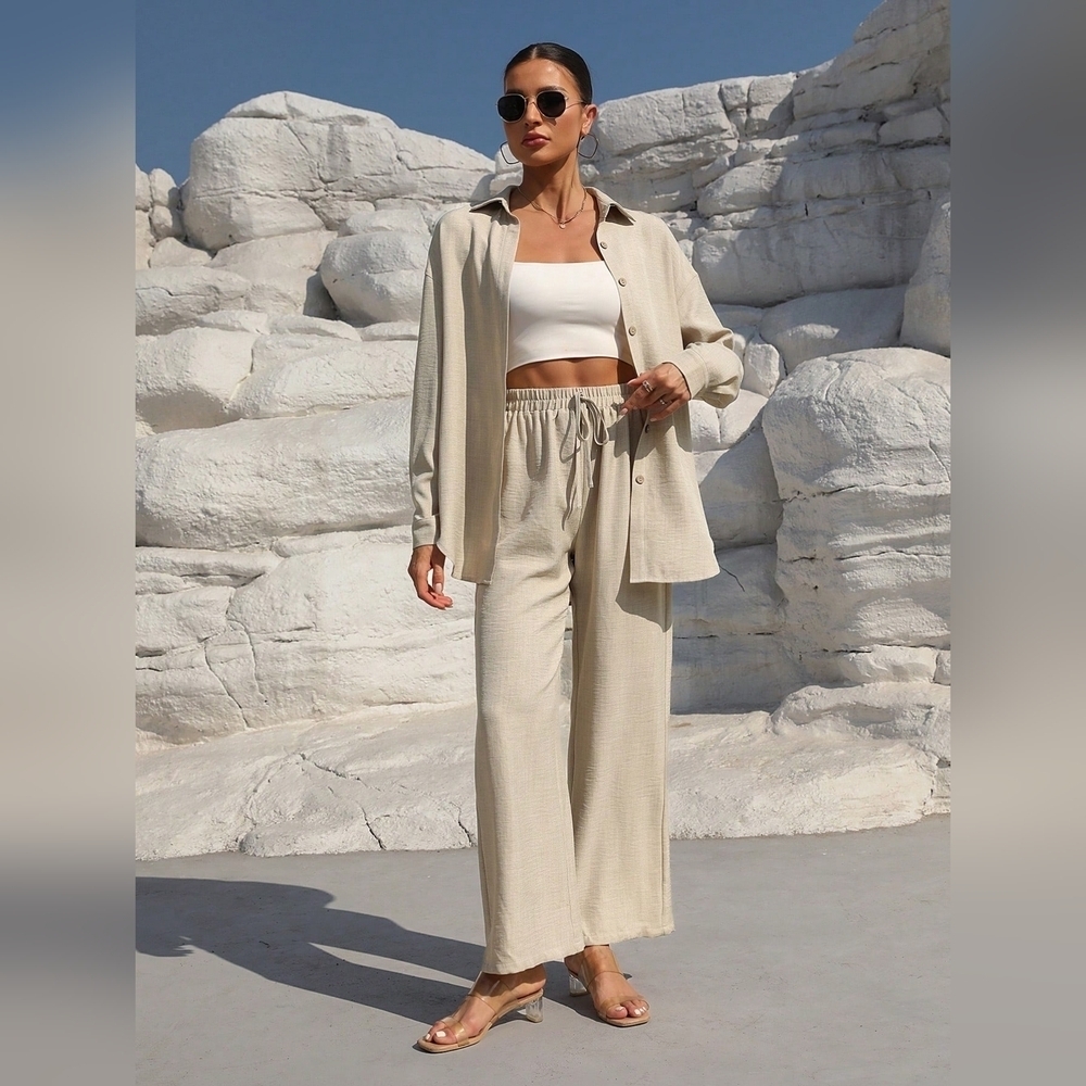 Women's Long Sleeve Shirt And Pants Set - Picture 4 of 8
